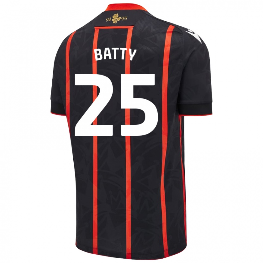 Niño Camiseta Jake Batty #25 Negro Rojo 2ª Equipación 2024/25 La Camisa México