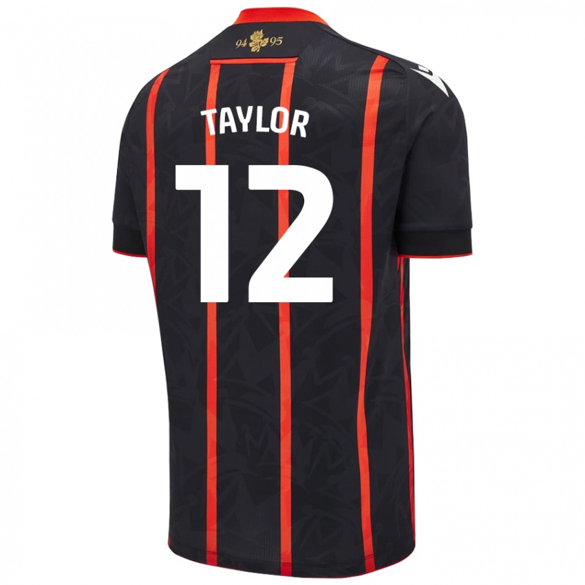 Niño Camiseta Emma Taylor #12 Negro Rojo 2ª Equipación 2024/25 La Camisa México