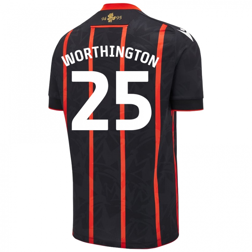 Niño Camiseta Nicola Worthington #25 Negro Rojo 2ª Equipación 2024/25 La Camisa México