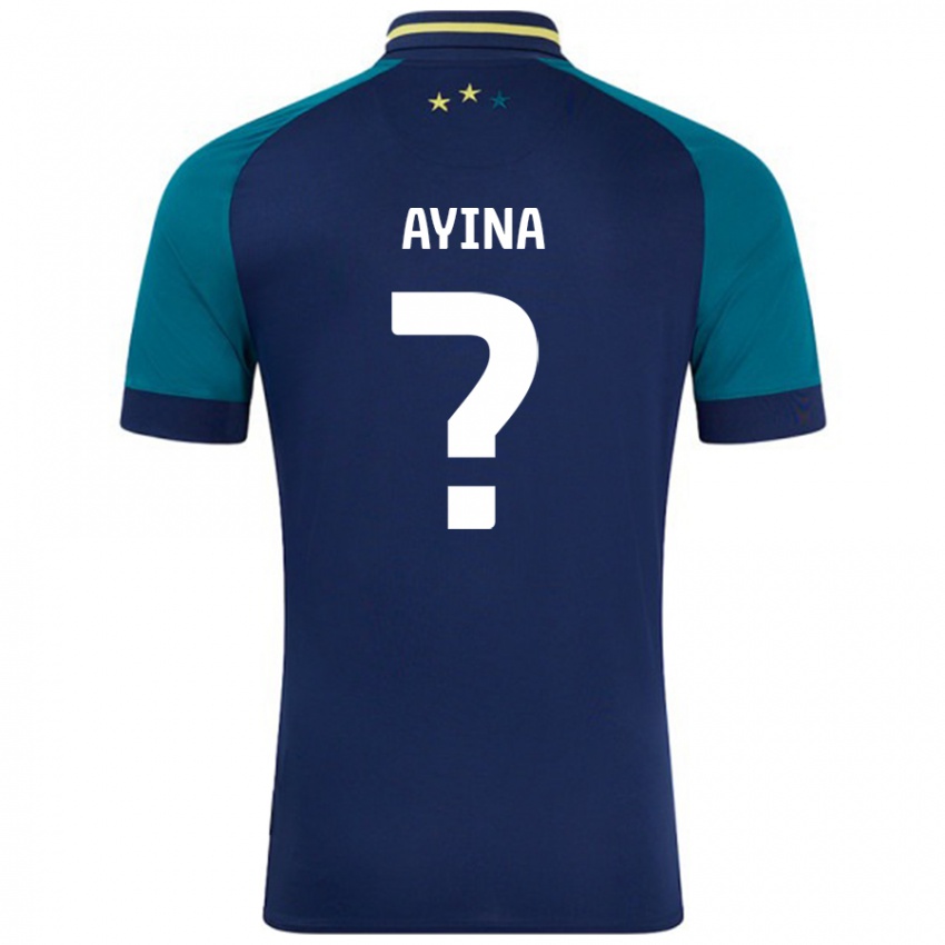 Niño Camiseta Loick Ayina #0 Azul Marino Verde Oscuro 2ª Equipación 2024/25 La Camisa México