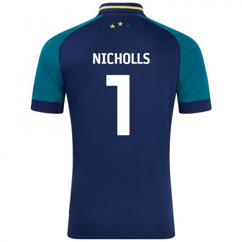 Niño Camiseta Lee Nicholls #1 Azul Marino Verde Oscuro 2ª Equipación 2024/25 La Camisa México