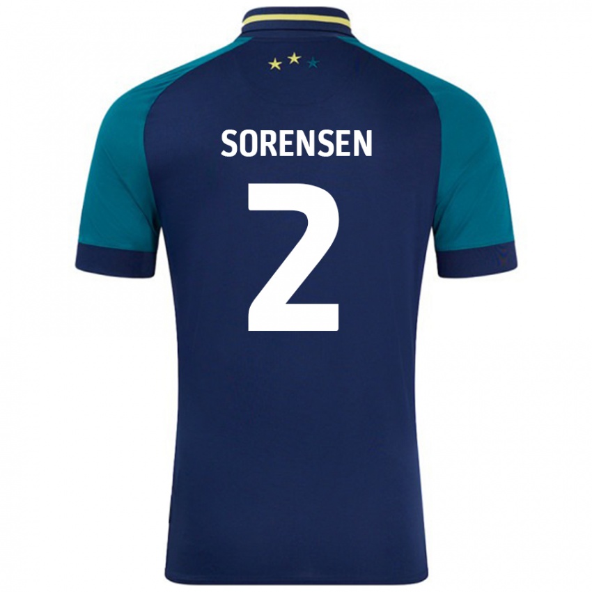 Niño Camiseta Lasse Sörensen #2 Azul Marino Verde Oscuro 2ª Equipación 2024/25 La Camisa México