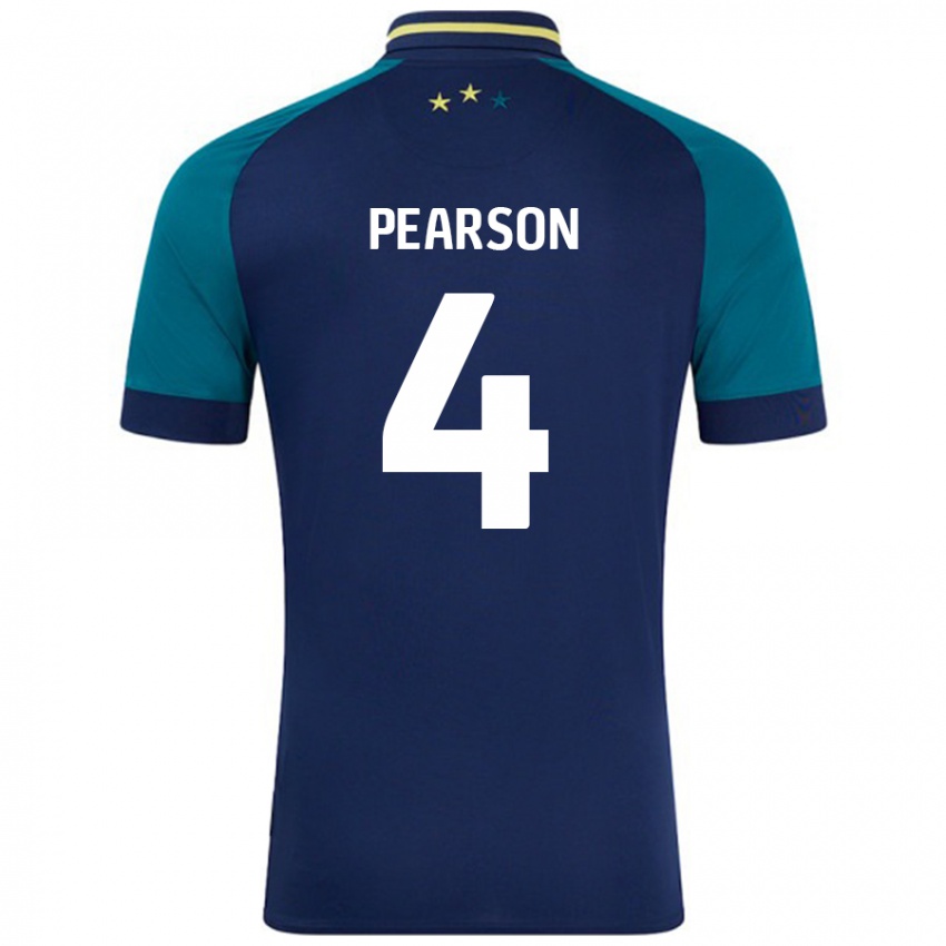 Niño Camiseta Matty Pearson #4 Azul Marino Verde Oscuro 2ª Equipación 2024/25 La Camisa México