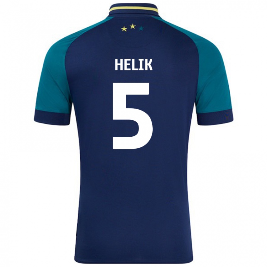 Niño Camiseta Michal Helik #5 Azul Marino Verde Oscuro 2ª Equipación 2024/25 La Camisa México