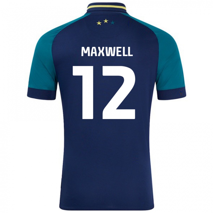 Niño Camiseta Chris Maxwell #12 Azul Marino Verde Oscuro 2ª Equipación 2024/25 La Camisa México