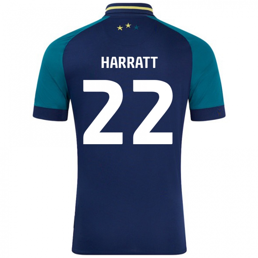 Niño Camiseta Kian Harratt #22 Azul Marino Verde Oscuro 2ª Equipación 2024/25 La Camisa México