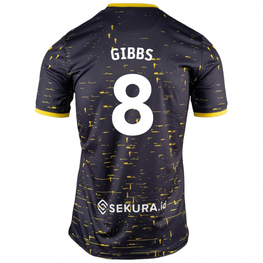 Niño Camiseta Liam Gibbs #8 Negro Amarillo 2ª Equipación 2024/25 La Camisa México