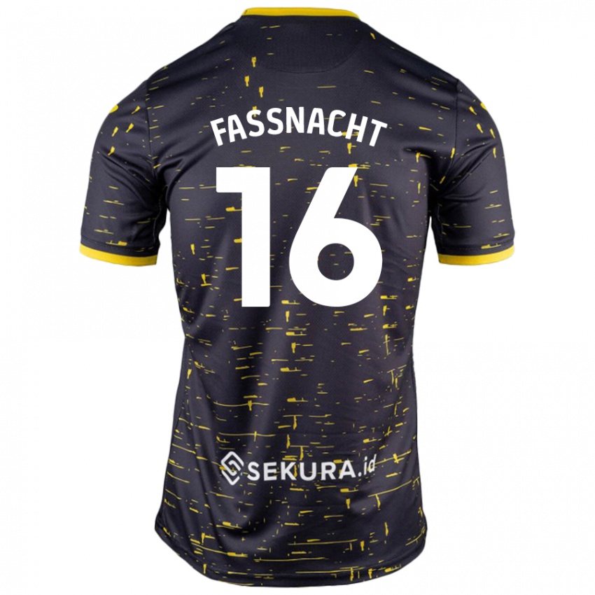 Niño Camiseta Christian Fassnacht #16 Negro Amarillo 2ª Equipación 2024/25 La Camisa México