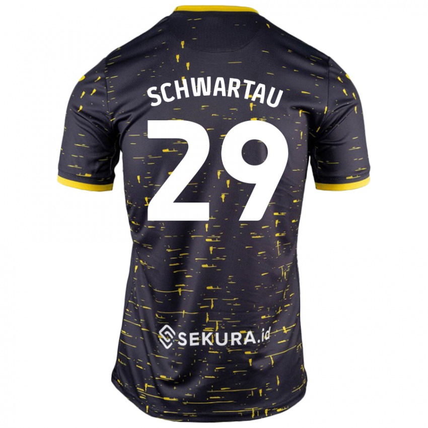 Niño Camiseta Oscar Schwartau #29 Negro Amarillo 2ª Equipación 2024/25 La Camisa México