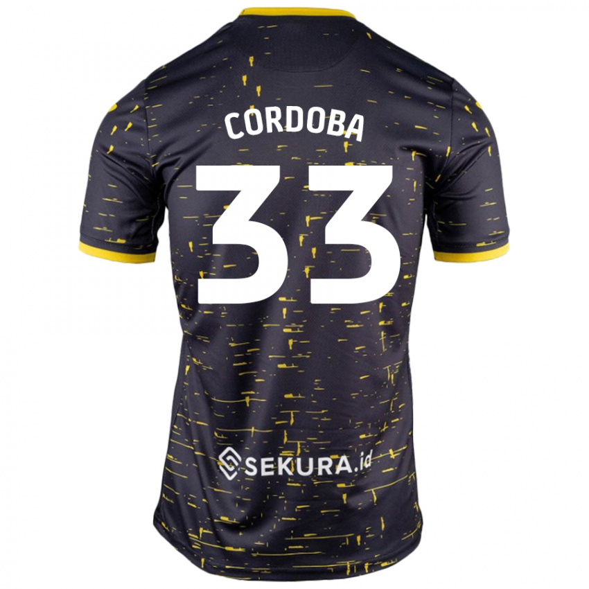 Niño Camiseta José Córdoba #33 Negro Amarillo 2ª Equipación 2024/25 La Camisa México