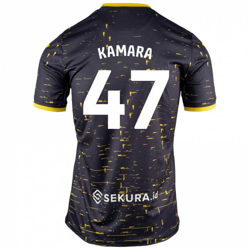 Niño Camiseta Abu Kamara #47 Negro Amarillo 2ª Equipación 2024/25 La Camisa México