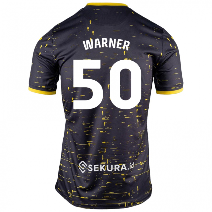 Niño Camiseta Jaden Warner #50 Negro Amarillo 2ª Equipación 2024/25 La Camisa México