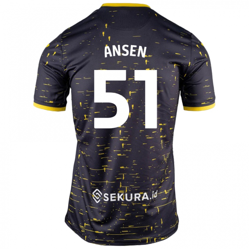 Niño Camiseta Caleb Ansen #51 Negro Amarillo 2ª Equipación 2024/25 La Camisa México