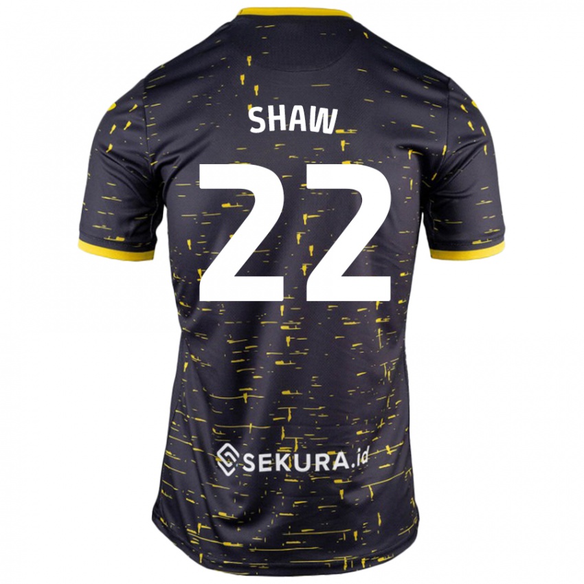 Niño Camiseta Shannon Shaw #22 Negro Amarillo 2ª Equipación 2024/25 La Camisa México