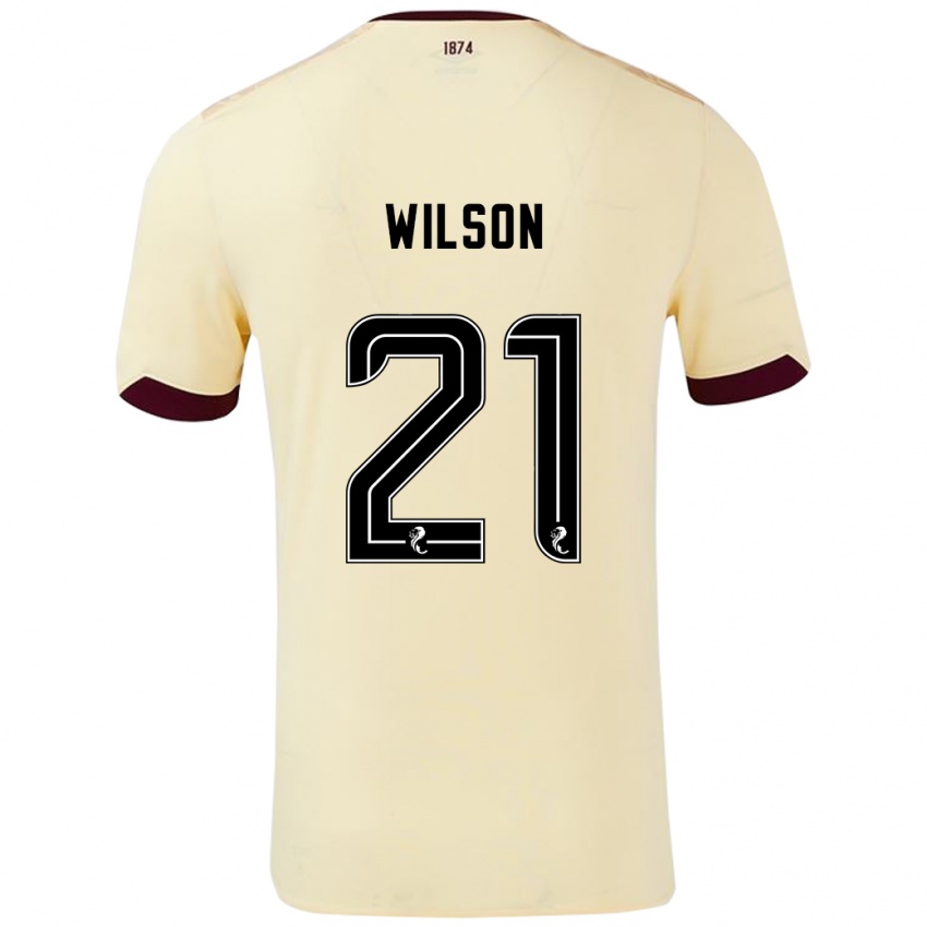 Niño Camiseta James Wilson #21 Crema Burdeos 2ª Equipación 2024/25 La Camisa México