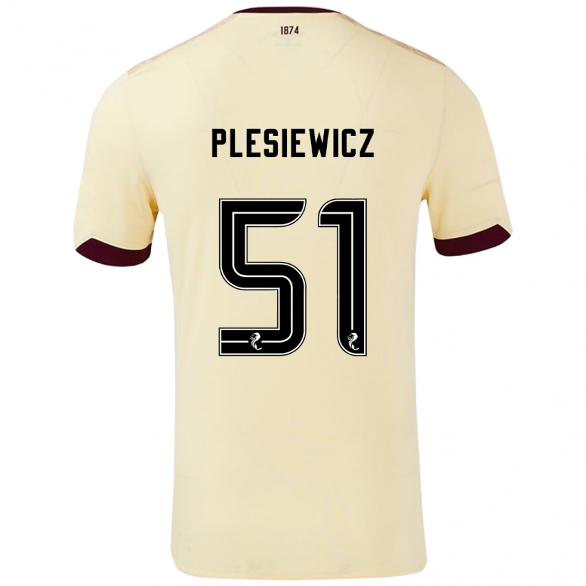 Niño Camiseta Szymon Plesiewicz #51 Crema Burdeos 2ª Equipación 2024/25 La Camisa México