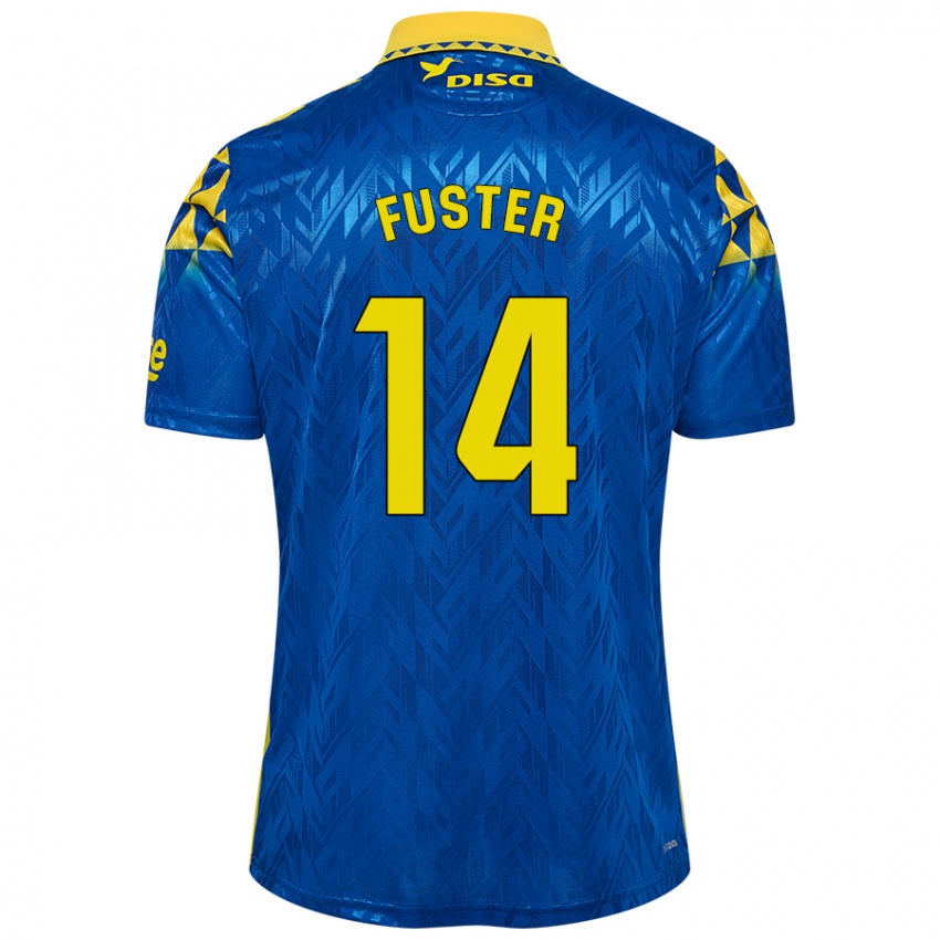 Niño Camiseta Manu Fuster #14 Azul Amarillo 2ª Equipación 2024/25 La Camisa México