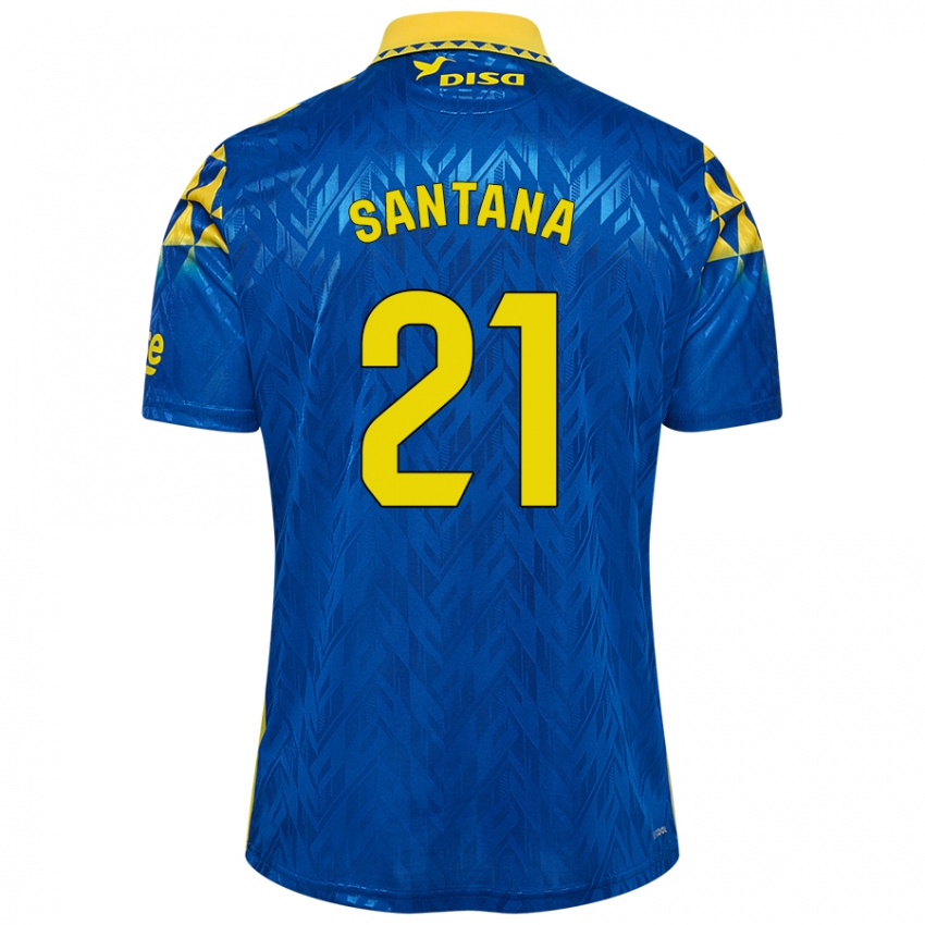 Niño Camiseta Yadam Santana #21 Azul Amarillo 2ª Equipación 2024/25 La Camisa México