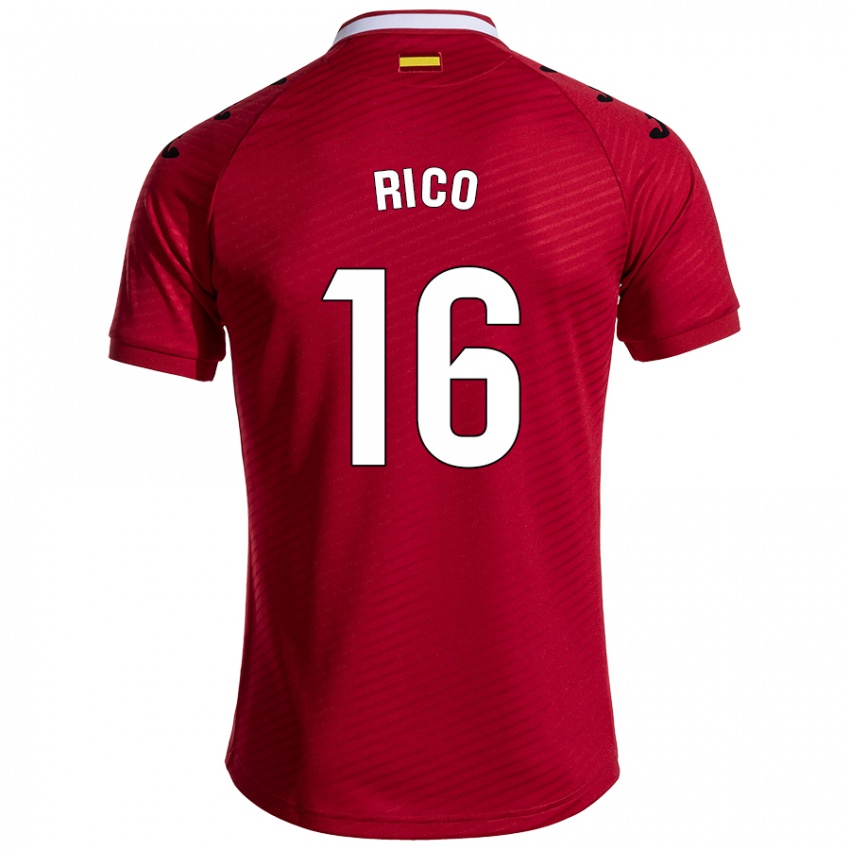 Niño Camiseta Diego Rico #16 Rojo Oscuro 2ª Equipación 2024/25 La Camisa México