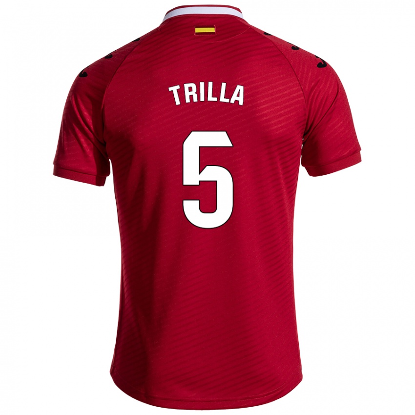 Niño Camiseta Guillem Trilla #5 Rojo Oscuro 2ª Equipación 2024/25 La Camisa México