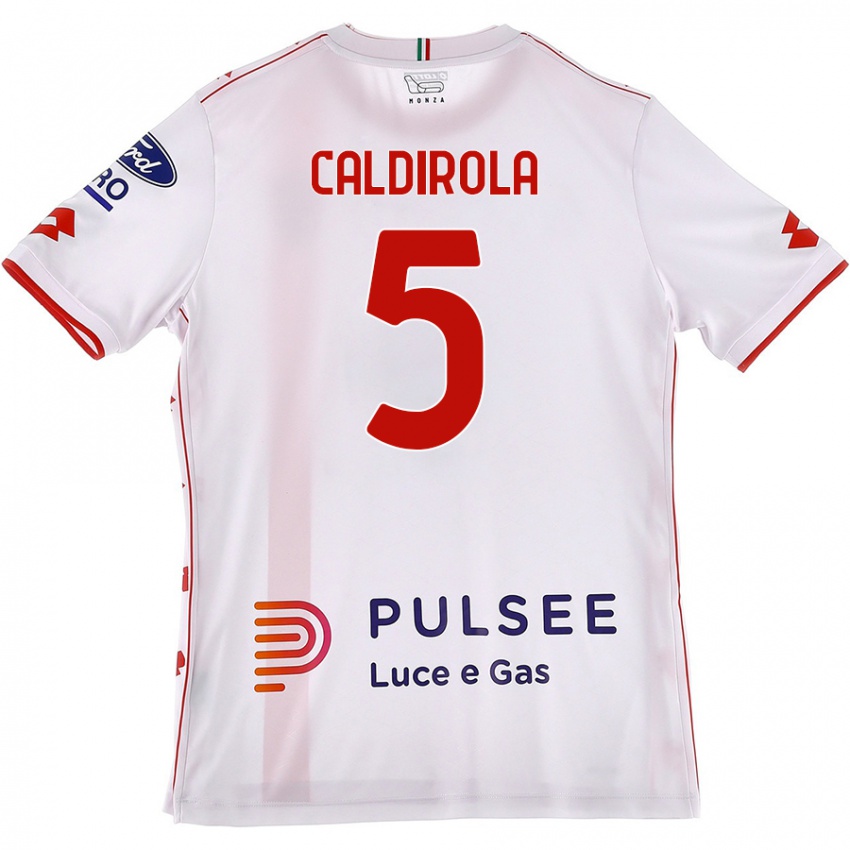 Niño Camiseta Luca Caldirola #5 Blanco Rojo 2ª Equipación 2024/25 La Camisa México