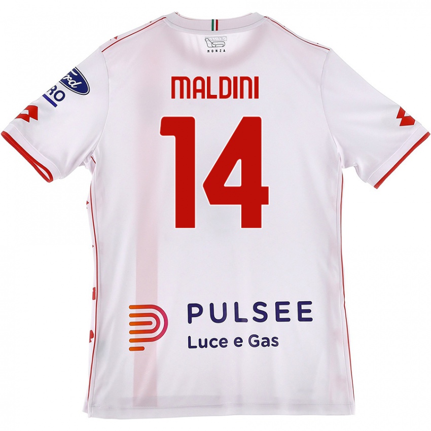 Niño Camiseta Daniel Maldini #14 Blanco Rojo 2ª Equipación 2024/25 La Camisa México