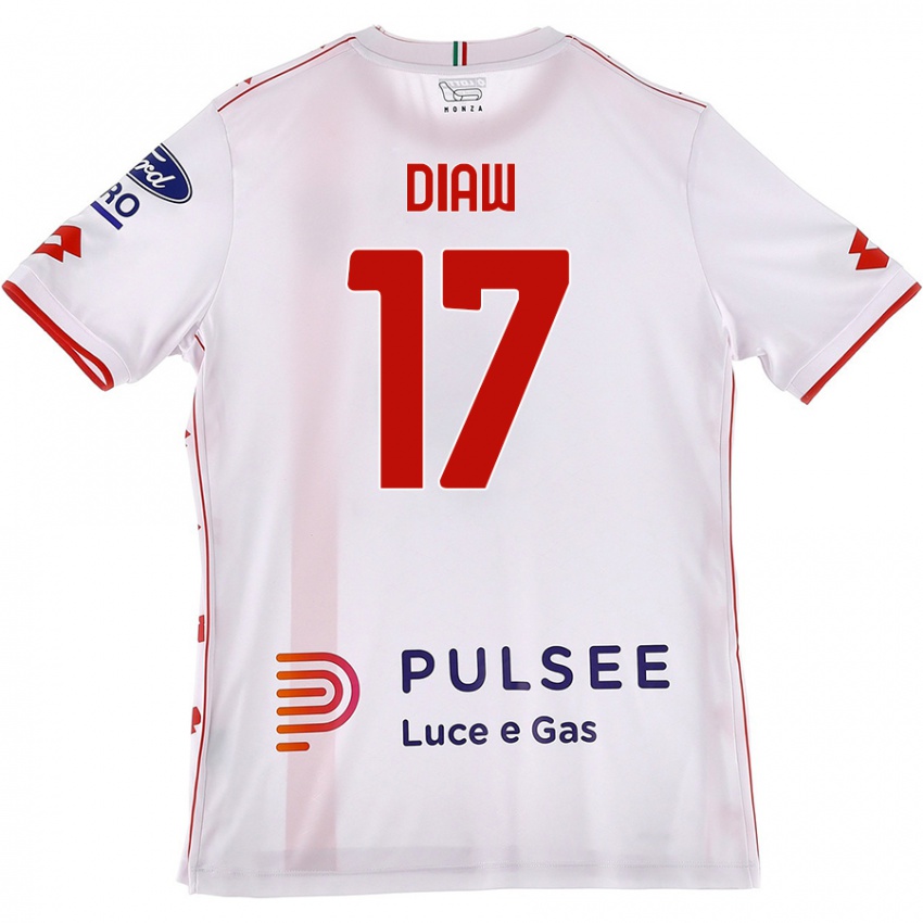 Niño Camiseta Davide Diaw #17 Blanco Rojo 2ª Equipación 2024/25 La Camisa México