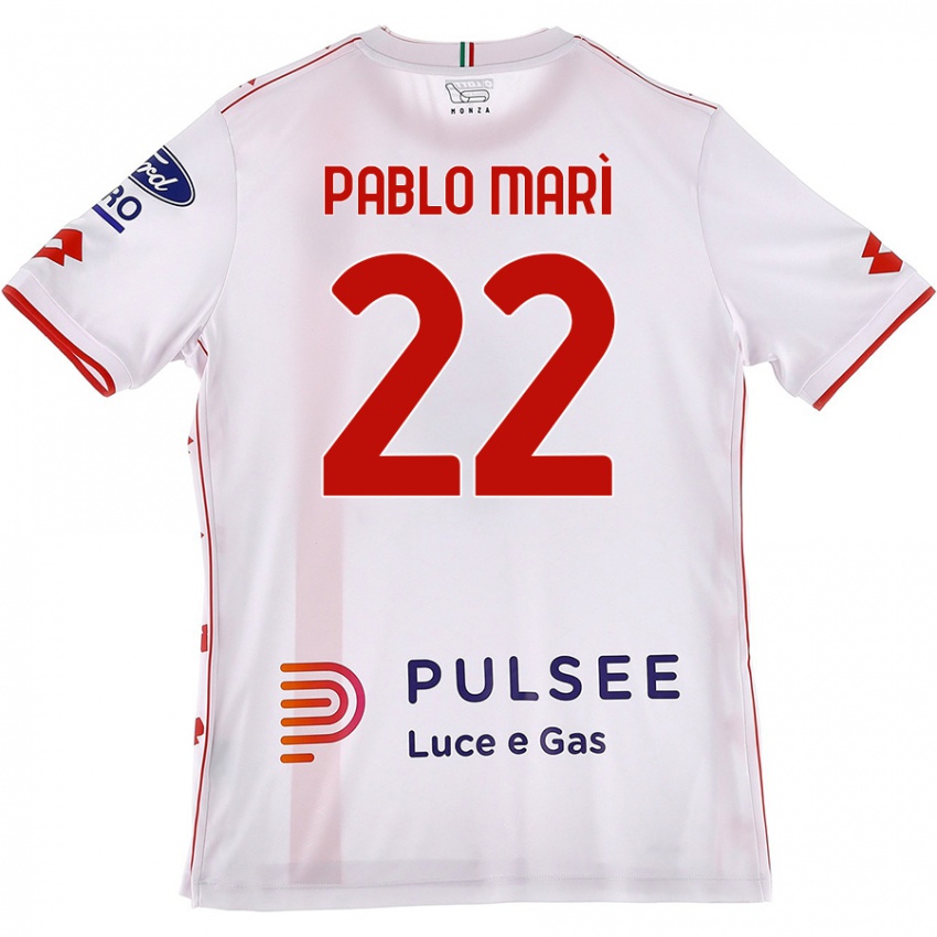 Niño Camiseta Pablo Marí #22 Blanco Rojo 2ª Equipación 2024/25 La Camisa México