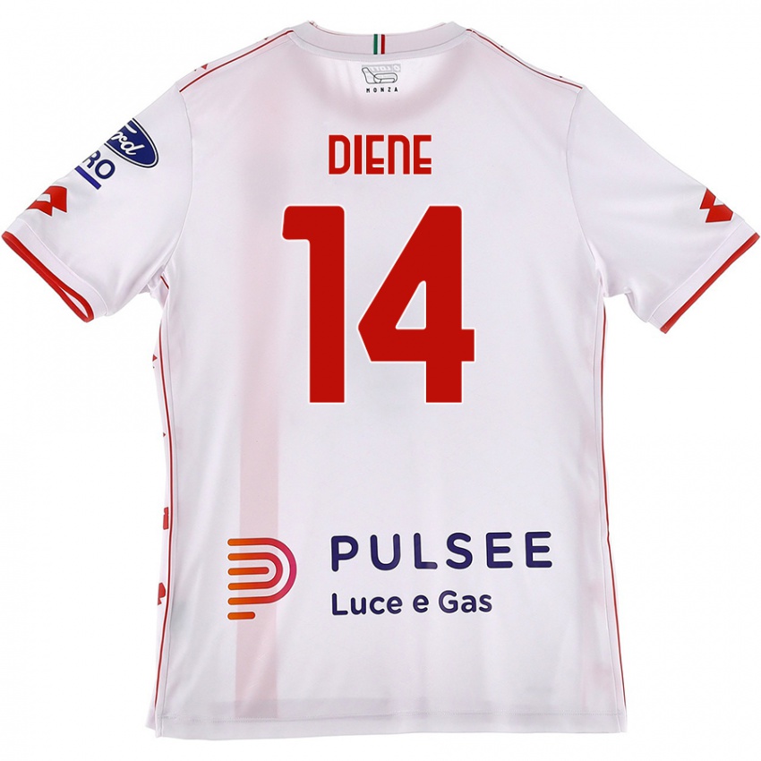 Niño Camiseta Abdou Diene #14 Blanco Rojo 2ª Equipación 2024/25 La Camisa México