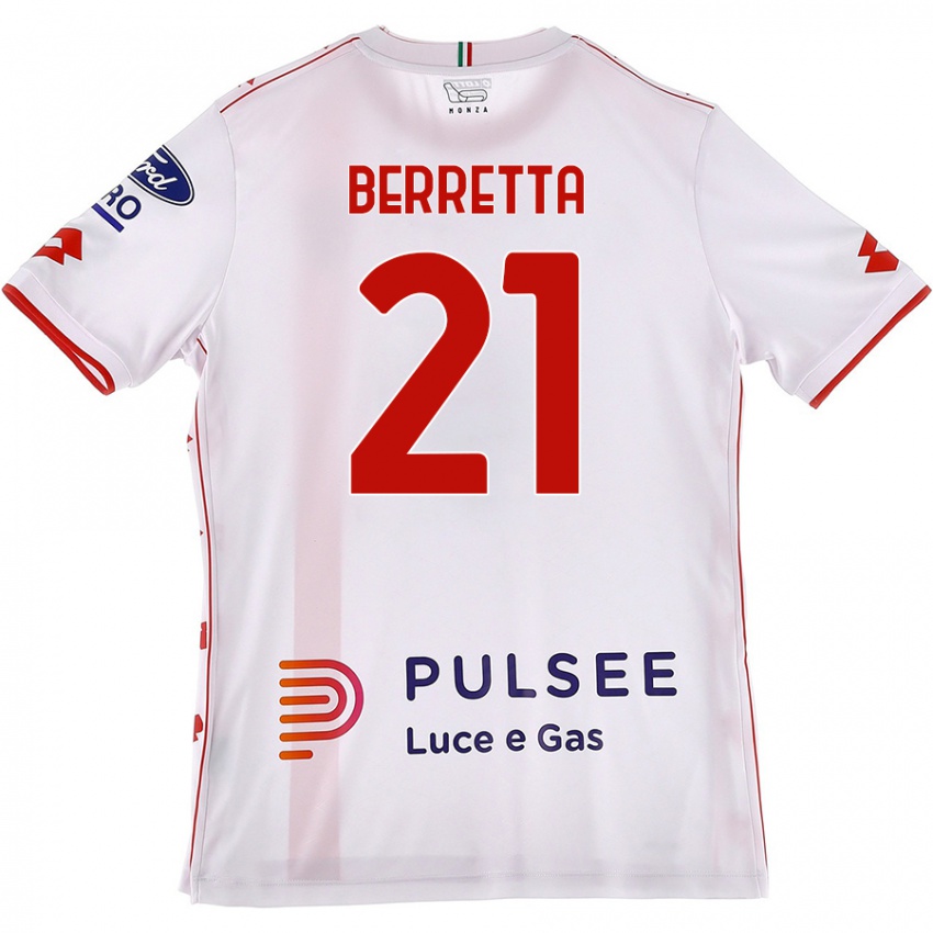 Niño Camiseta Alessandro Berretta #21 Blanco Rojo 2ª Equipación 2024/25 La Camisa México