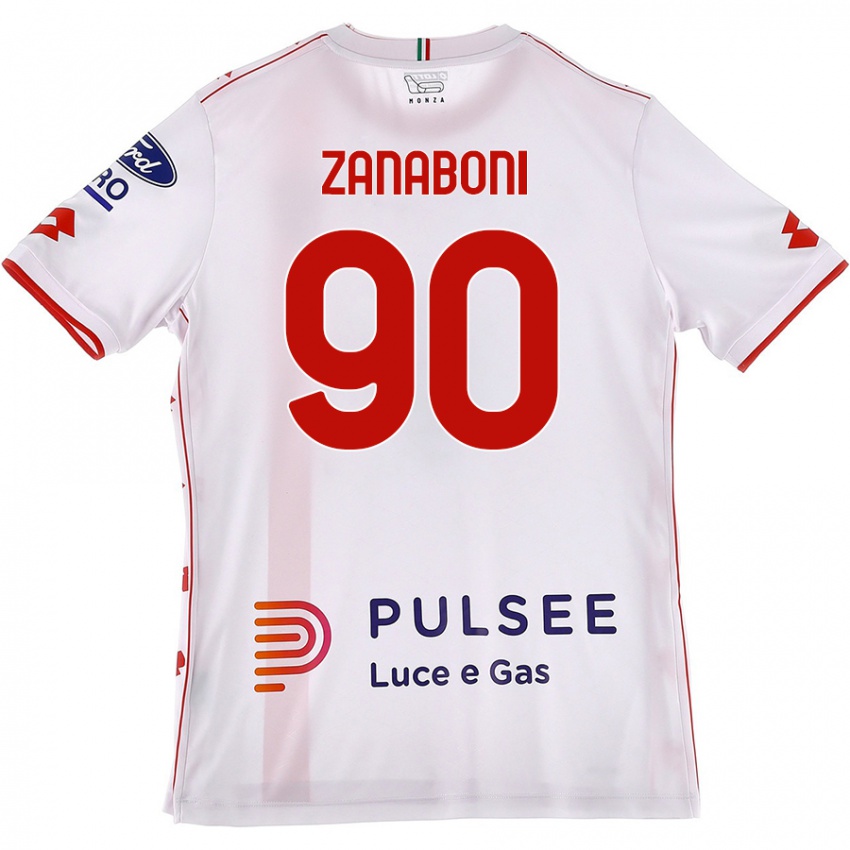 Niño Camiseta Emanuele Zanaboni #90 Blanco Rojo 2ª Equipación 2024/25 La Camisa México