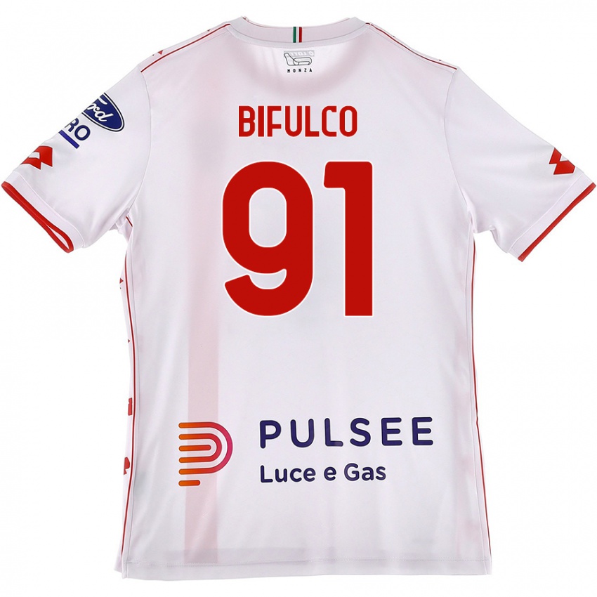 Niño Camiseta Davide Bifulco #91 Blanco Rojo 2ª Equipación 2024/25 La Camisa México