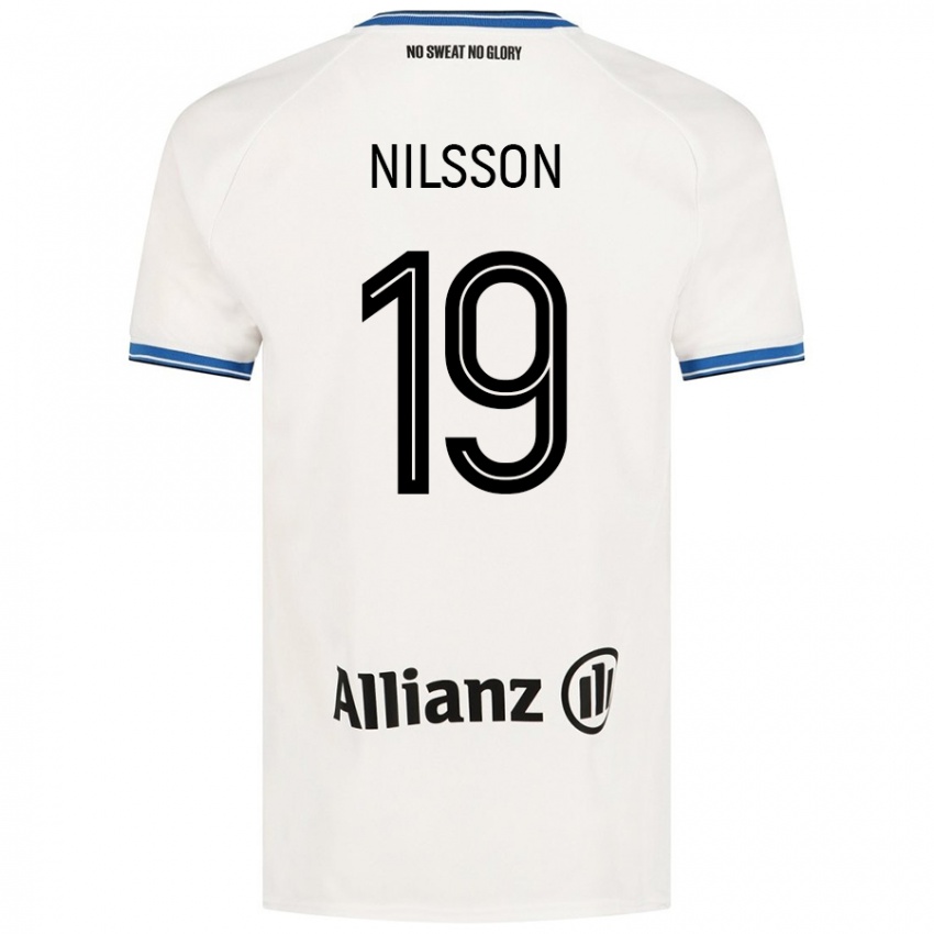 Niño Camiseta Gustaf Nilsson #19 Blanco 2ª Equipación 2024/25 La Camisa México