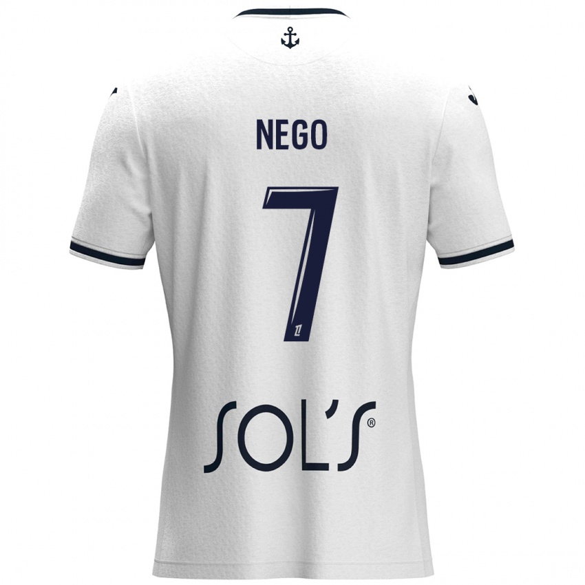 Niño Camiseta Loïc Nego #7 Blanco Azul Oscuro 2ª Equipación 2024/25 La Camisa México