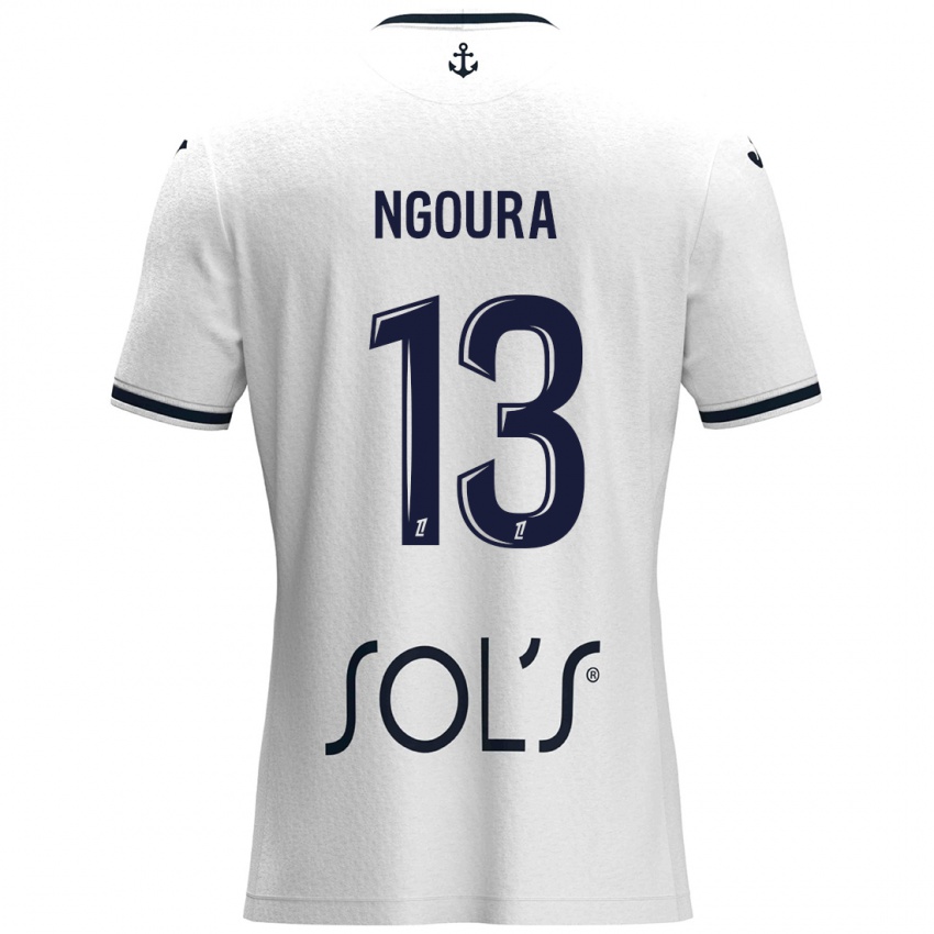 Niño Camiseta Steve Ngoura #13 Blanco Azul Oscuro 2ª Equipación 2024/25 La Camisa México