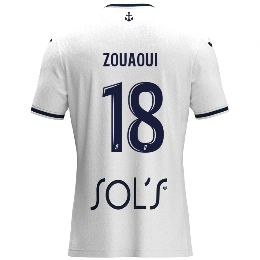 Niño Camiseta Yanis Zouaoui #18 Blanco Azul Oscuro 2ª Equipación 2024/25 La Camisa México