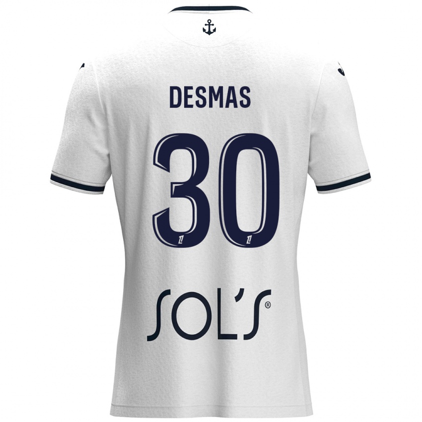 Niño Camiseta Arthur Desmas #30 Blanco Azul Oscuro 2ª Equipación 2024/25 La Camisa México