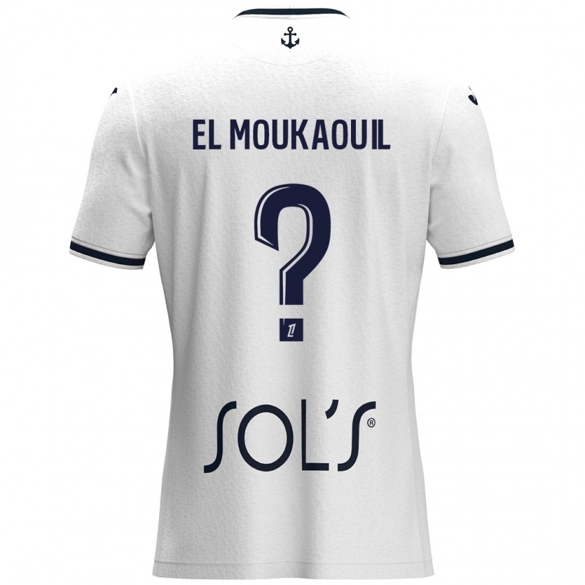 Niño Camiseta Mohamed El Moukaouil #0 Blanco Azul Oscuro 2ª Equipación 2024/25 La Camisa México