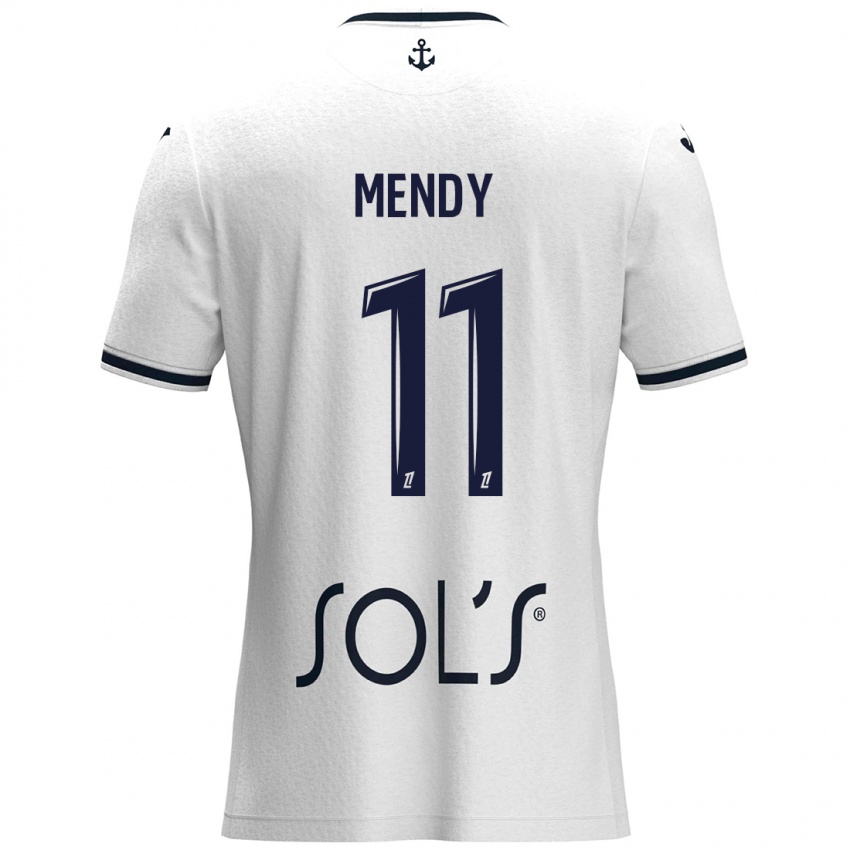 Niño Camiseta Mélinda Mendy #11 Blanco Azul Oscuro 2ª Equipación 2024/25 La Camisa México