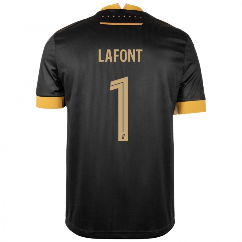 Niño Camiseta Alban Lafont #1 Negro Marrón 2ª Equipación 2024/25 La Camisa México