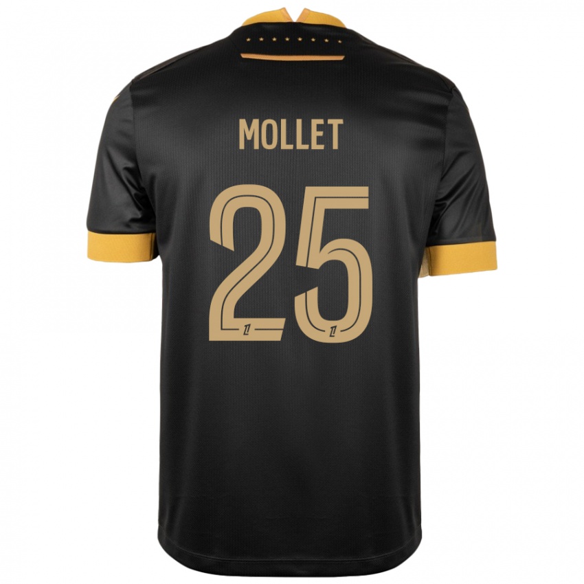 Niño Camiseta Florent Mollet #25 Negro Marrón 2ª Equipación 2024/25 La Camisa México