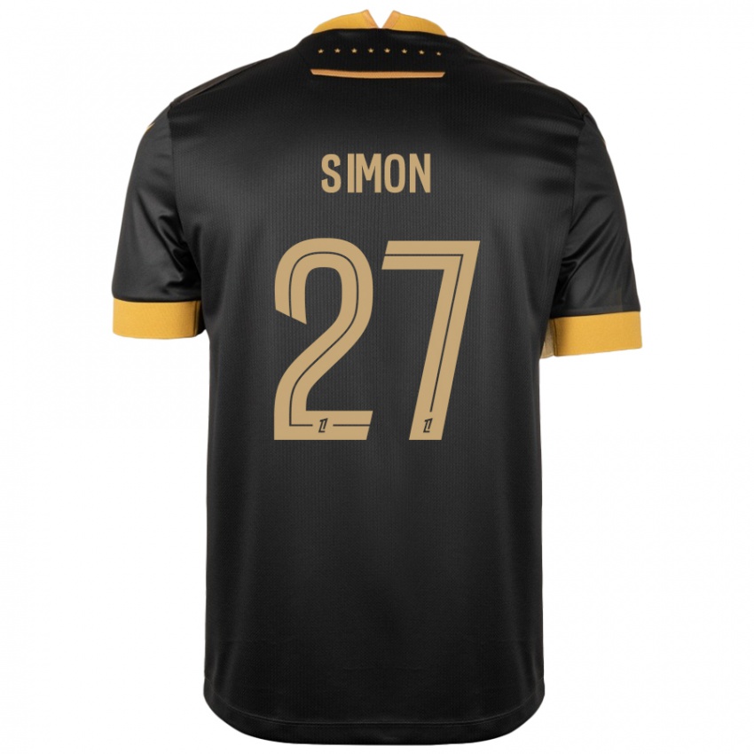 Niño Camiseta Moses Simon #27 Negro Marrón 2ª Equipación 2024/25 La Camisa México