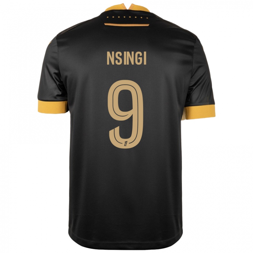 Niño Camiseta Plamedi Nsingi #9 Negro Marrón 2ª Equipación 2024/25 La Camisa México