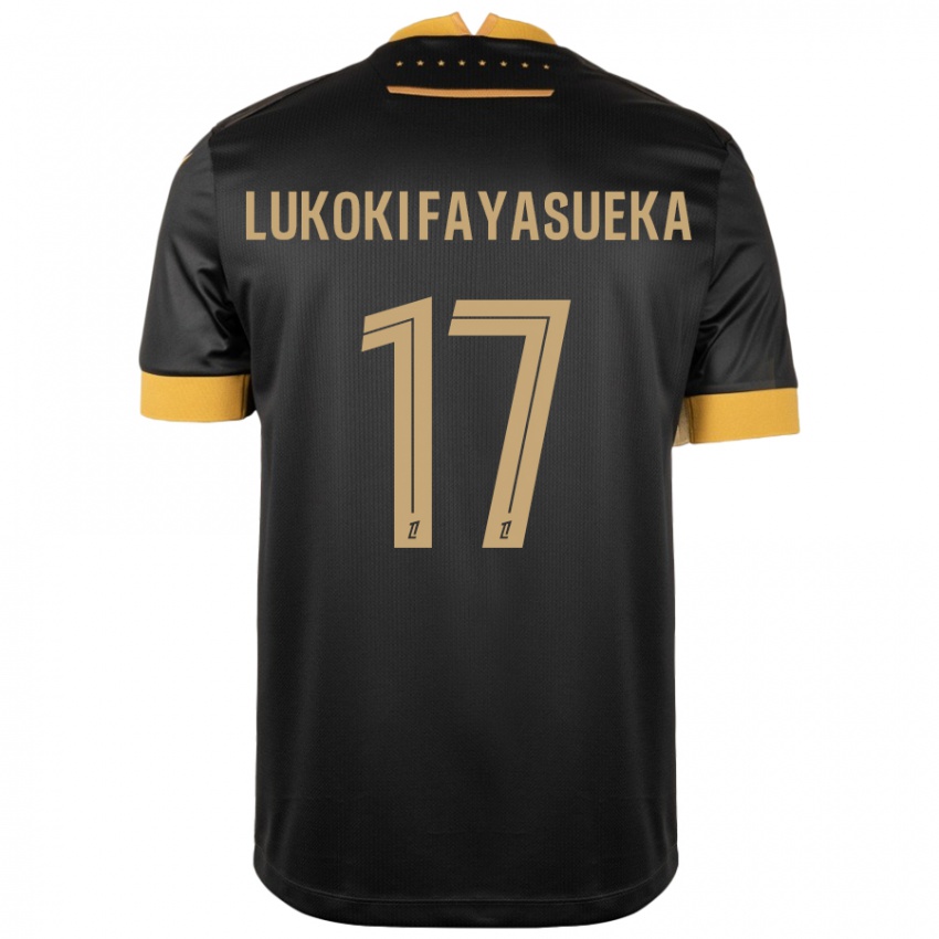 Niño Camiseta Kévin Lukoki Fayasueka #17 Negro Marrón 2ª Equipación 2024/25 La Camisa México