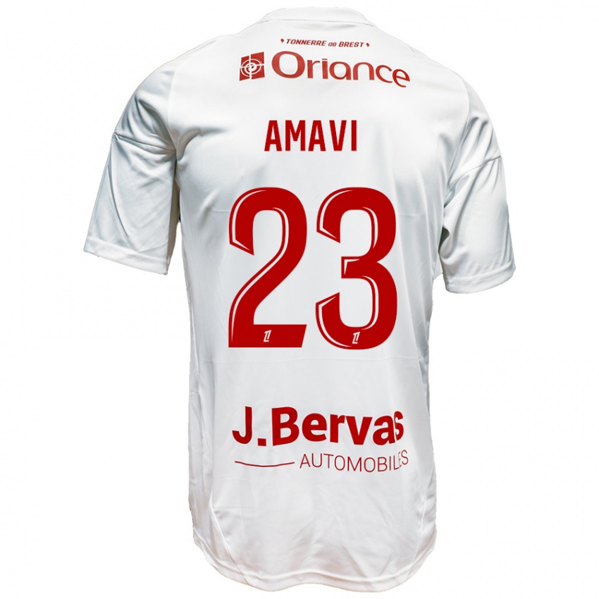 Niño Camiseta Jordan Amavi #23 Blanco Rojo 2ª Equipación 2024/25 La Camisa México