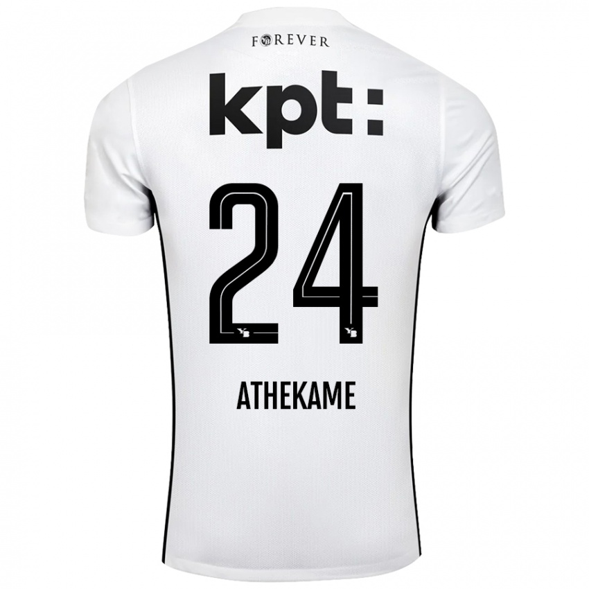 Niño Camiseta Zachary Athekame #24 Blanco Negro 2ª Equipación 2024/25 La Camisa México