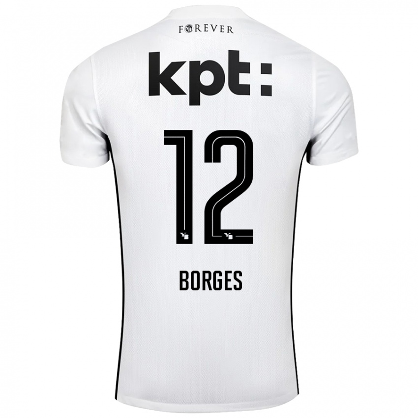 Niño Camiseta David Borges #12 Blanco Negro 2ª Equipación 2024/25 La Camisa México