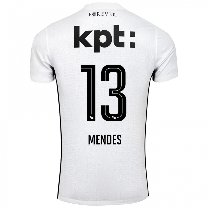 Niño Camiseta Daniel Mendes #13 Blanco Negro 2ª Equipación 2024/25 La Camisa México