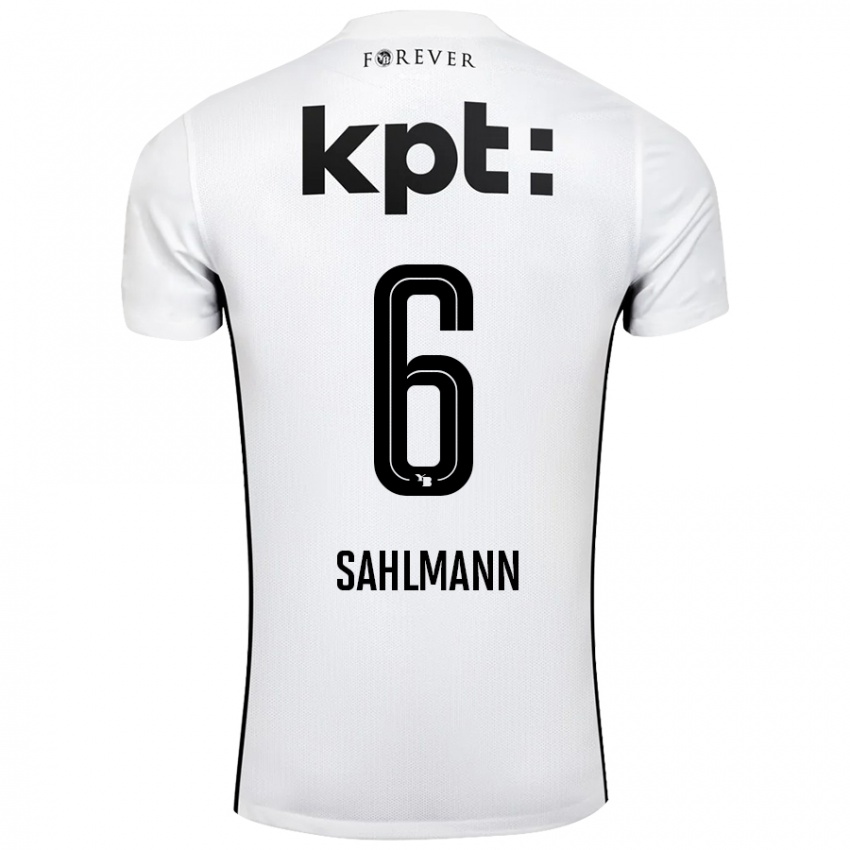 Niño Camiseta Henrike Sahlmann #6 Blanco Negro 2ª Equipación 2024/25 La Camisa México