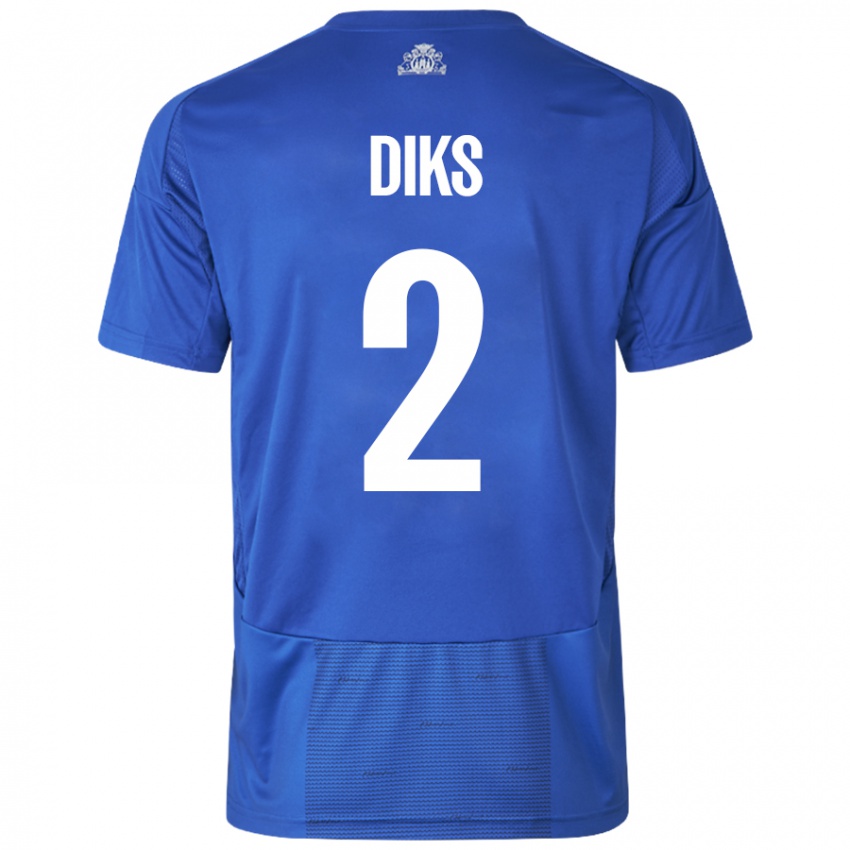 Niño Camiseta Kevin Diks #2 Blanco Azul 2ª Equipación 2024/25 La Camisa México